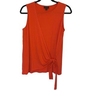 J. Jill Tie Lightweight Sleeveless Faux Wrap Tank Top Coral Orange Small Petite